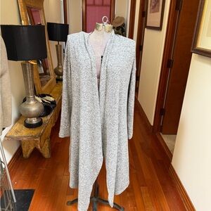 White House Black Market Womens Open Front Duster Long Cardigan Gray Size M